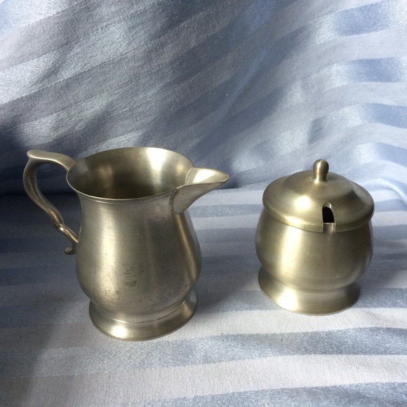 Vtg Pewter Creamer & Sugar Bowl– Marked w/''bp' - Picture 2 of 8